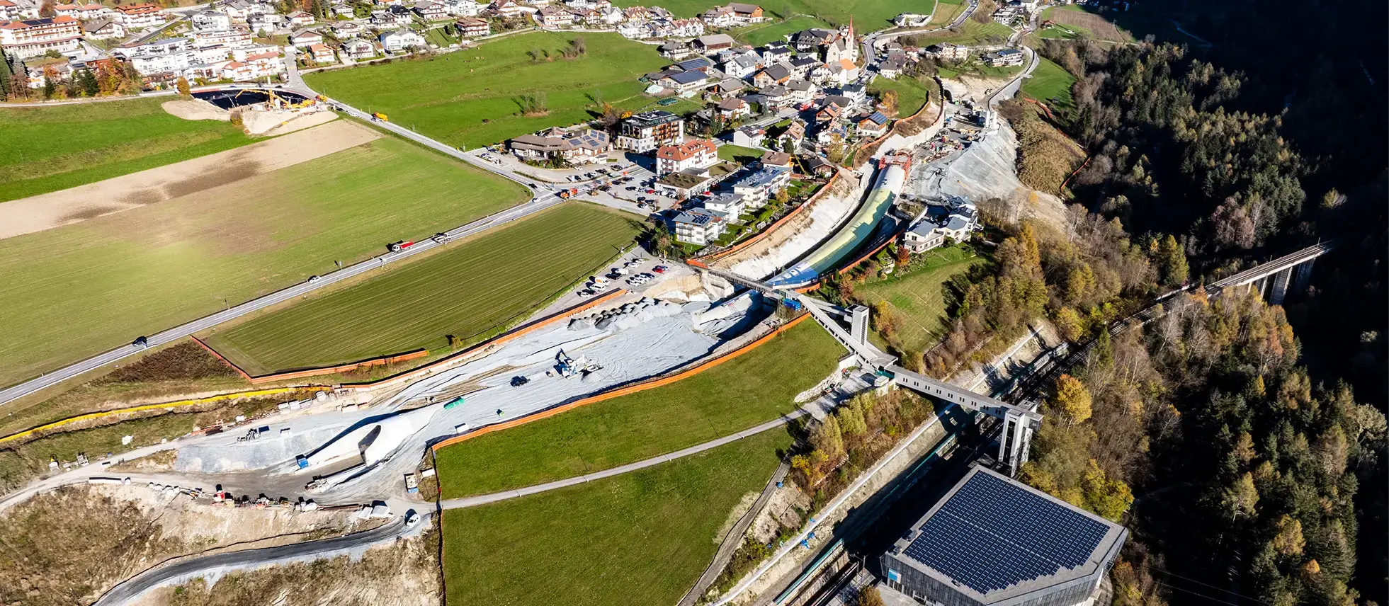 Progetto circonvallazione Perca dall'alto con drone